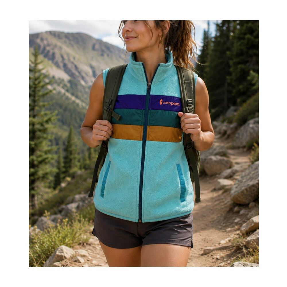 Cotopaxi Vest Womens XS Blue Green Teca Fleece Full Zip Outdoor Hiking Camping